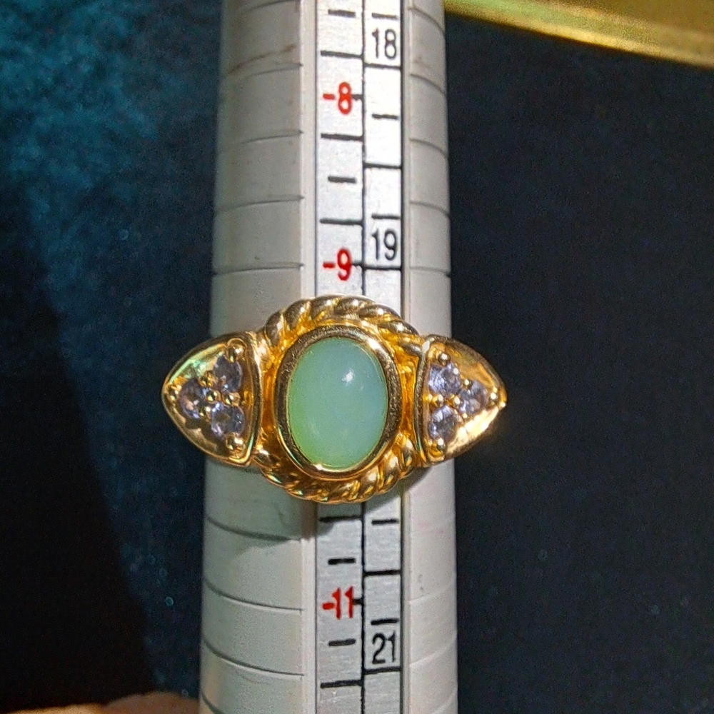 14k Jade and Tanzanite Ring size 9.75